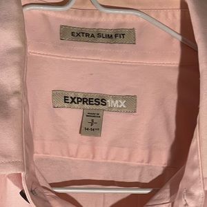 Express 1MX Mens Extra Slim Fit Dress Shirt Size Small 14-14.5 Pink Button Down